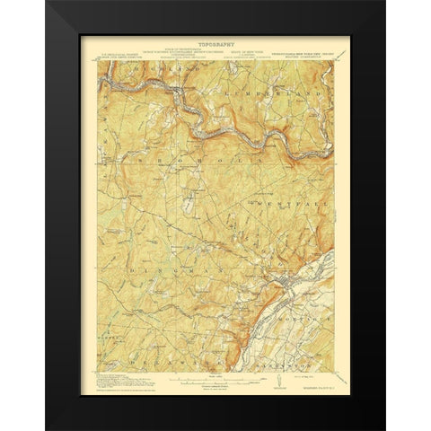Milford New York New Jersey Quad - USGS 1915 Black Modern Wood Framed Art Print by USGS
