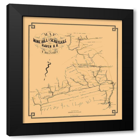 Mine Hill and Schuylkill Haven Railroad 1857 Black Modern Wood Framed Art Print with Double Matting by Duval