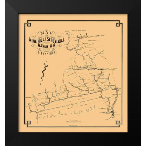 Mine Hill and Schuylkill Haven Railroad 1857 Black Modern Wood Framed Art Print by Duval