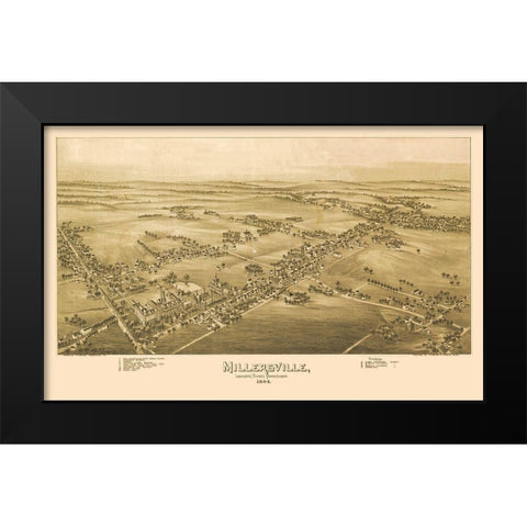 Millersville Pennsylvania - Fowler 1894 Black Modern Wood Framed Art Print by Fowler
