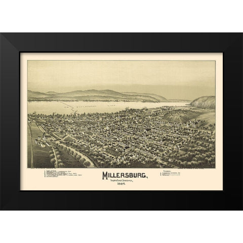 Millersburg Pennsylvania - Fowler 1894 Black Modern Wood Framed Art Print by Fowler