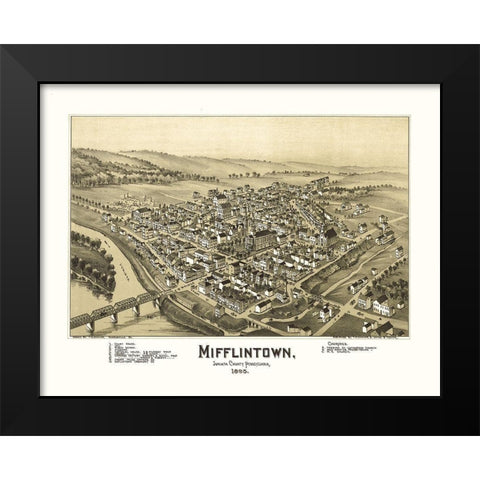 Mifflintown Pennsylvania - Fowler 1895 Black Modern Wood Framed Art Print by Fowler