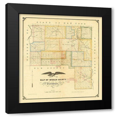 MKean County Pennsylvania - Kollner 1857 Black Modern Wood Framed Art Print with Double Matting by Kollner