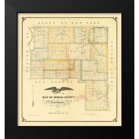 MKean County Pennsylvania - Kollner 1857 Black Modern Wood Framed Art Print by Kollner