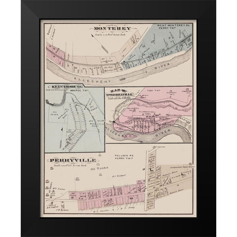Monterey Keeversburg Upper Hillville Pennsylvania Black Modern Wood Framed Art Print by Caldwell