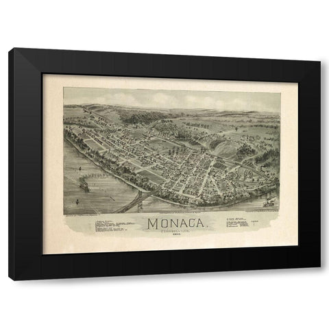 Monaca Pennsylvania - Fowler 1900 Black Modern Wood Framed Art Print with Double Matting by Fowler
