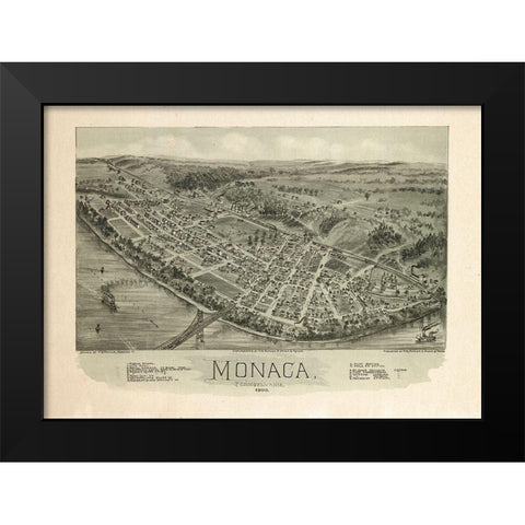 Monaca Pennsylvania - Fowler 1900 Black Modern Wood Framed Art Print by Fowler
