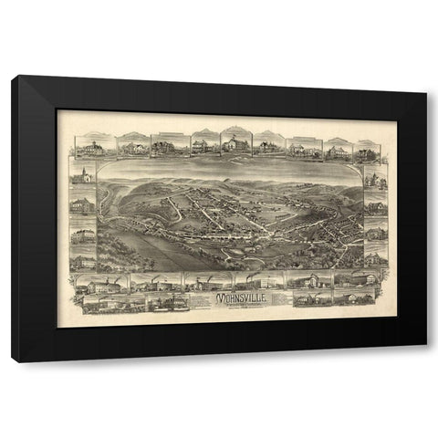 Mohnsville Pennsylvania - Bailey 1898 Black Modern Wood Framed Art Print with Double Matting by Bailey