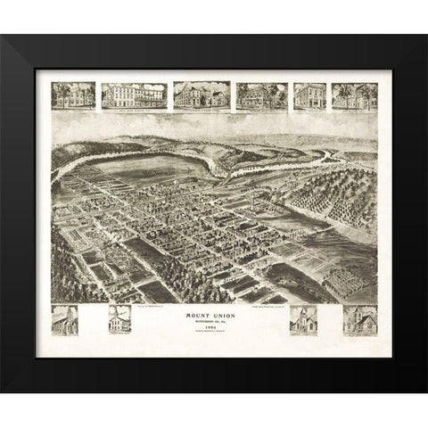 Mount Union Pennsylvania - Fowler 1906 Black Modern Wood Framed Art Print by Fowler