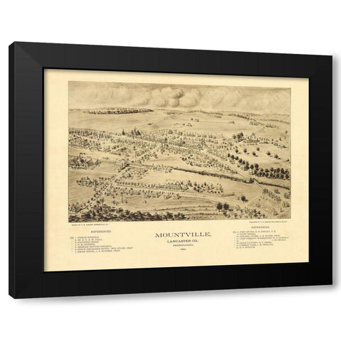 Mountville Pennsylvania - Fowler 1894 Black Modern Wood Framed Art Print with Double Matting by Fowler