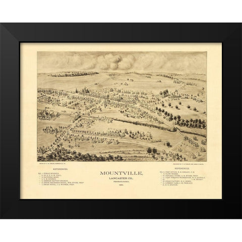 Mountville Pennsylvania - Fowler 1894 Black Modern Wood Framed Art Print by Fowler