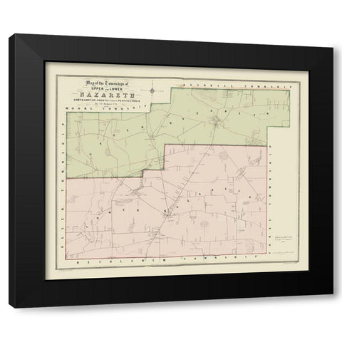 Nazareth Pennsylvania - Sidney 1850 Black Modern Wood Framed Art Print with Double Matting by Sidney
