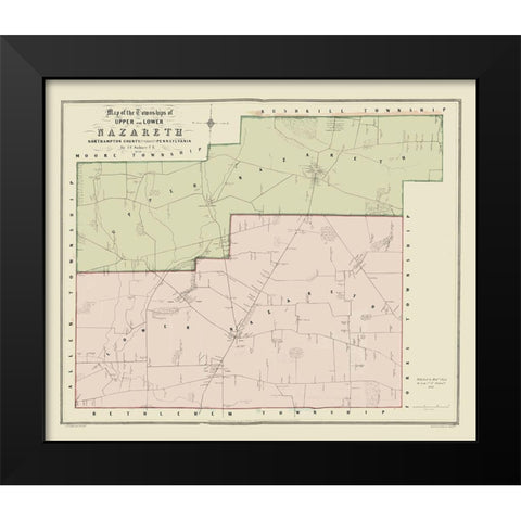 Nazareth Pennsylvania - Sidney 1850 Black Modern Wood Framed Art Print by Sidney