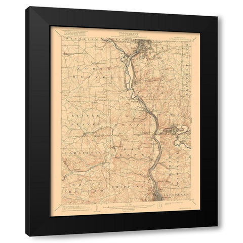 New Castle Pennsylvania Quad - USGS 1904 Black Modern Wood Framed Art Print with Double Matting by USGS