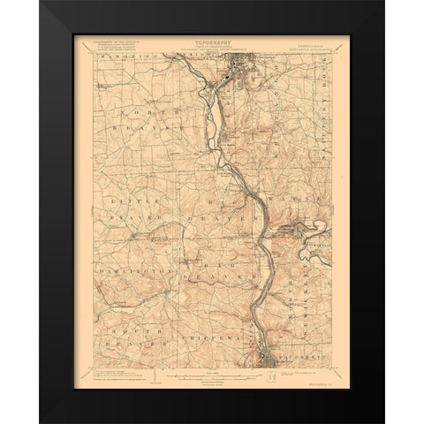 New Castle Pennsylvania Quad - USGS 1904 Black Modern Wood Framed Art Print by USGS