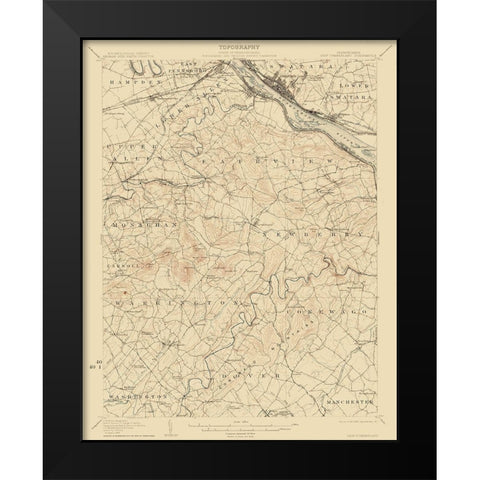 New Cumberland Pennsylvania Quad - USGS 1906 Black Modern Wood Framed Art Print by USGS
