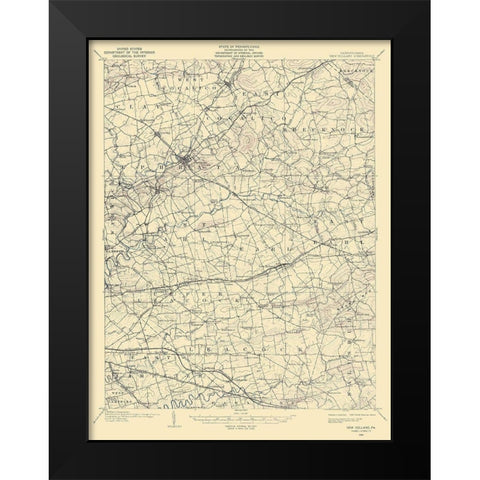 New Holland Pennsylvania Quad - USGS 1906 Black Modern Wood Framed Art Print by USGS