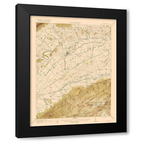 Newville Pennsylvania Quad - USGS 1919 Black Modern Wood Framed Art Print with Double Matting by USGS