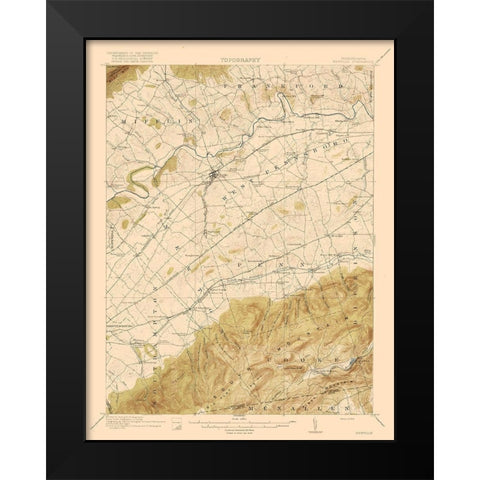 Newville Pennsylvania Quad - USGS 1919 Black Modern Wood Framed Art Print by USGS