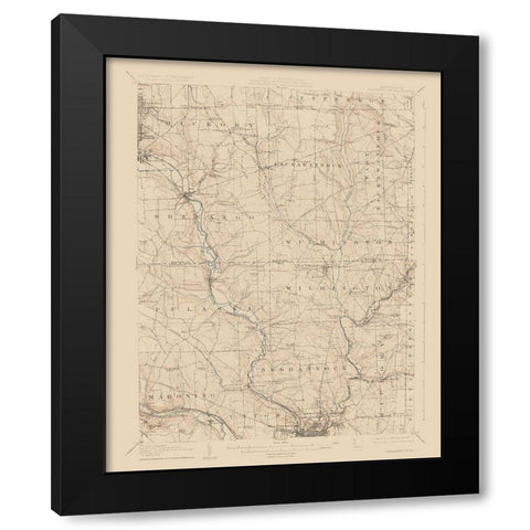 Neshannock Pennsylvania Quad - USGS 1907 Black Modern Wood Framed Art Print with Double Matting by USGS
