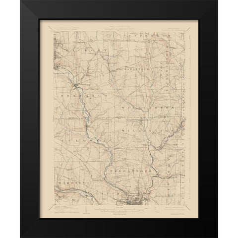 Neshannock Pennsylvania Quad - USGS 1907 Black Modern Wood Framed Art Print by USGS