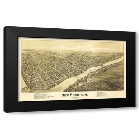 New Brighton Pennsylvania - Fowler 1901 Black Modern Wood Framed Art Print with Double Matting by Fowler