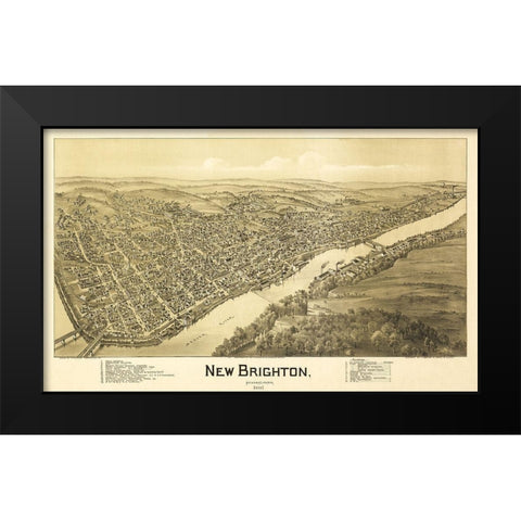 New Brighton Pennsylvania - Fowler 1901 Black Modern Wood Framed Art Print by Fowler