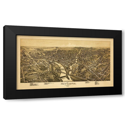 New Castle Pennsylvania - Fowler 1896 Black Modern Wood Framed Art Print with Double Matting by Fowler