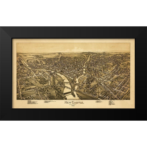 New Castle Pennsylvania - Fowler 1896 Black Modern Wood Framed Art Print by Fowler