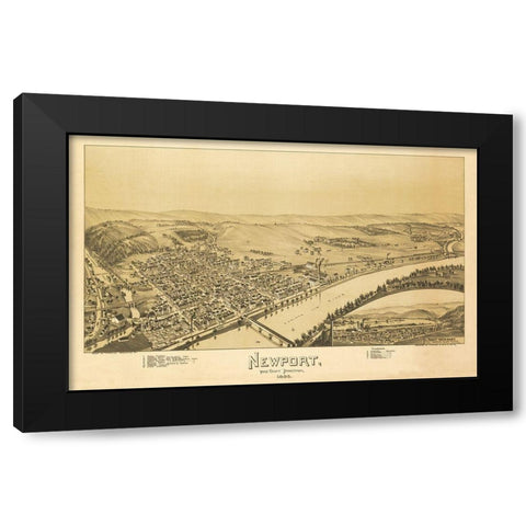 Newport Pennsylvania - Fowler 1895 Black Modern Wood Framed Art Print by Fowler