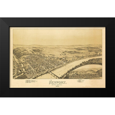 Newport Pennsylvania - Fowler 1895 Black Modern Wood Framed Art Print by Fowler