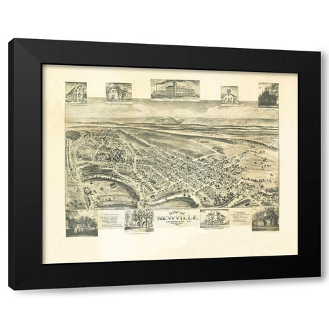 Newville Pennsylvania - Fowler 1903 Black Modern Wood Framed Art Print with Double Matting by Fowler