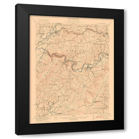 New Florence Pennsylvania Quad - USGS 1922 Black Modern Wood Framed Art Print with Double Matting by USGS
