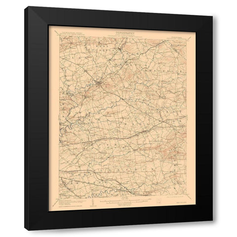 New Holland Pennsylvania Quad - USGS 1908 Black Modern Wood Framed Art Print with Double Matting by USGS