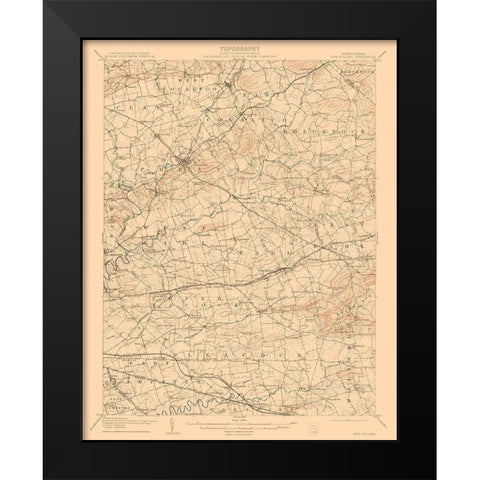 New Holland Pennsylvania Quad - USGS 1908 Black Modern Wood Framed Art Print by USGS