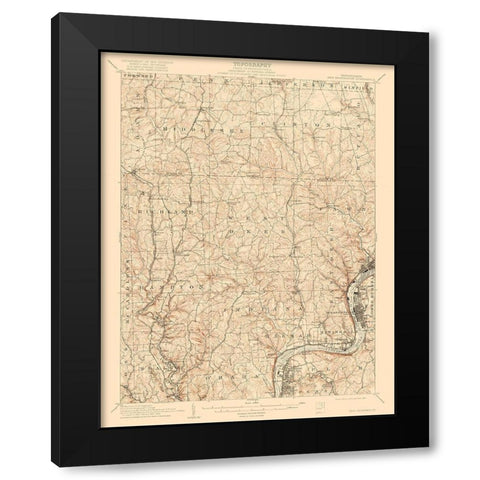 New Kensington Pennsylvania Quad - USGS 1910 Black Modern Wood Framed Art Print with Double Matting by USGS
