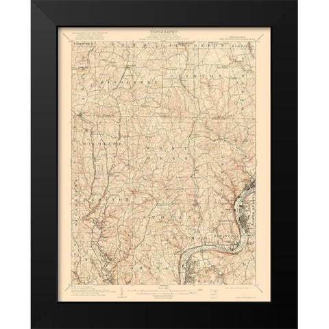New Kensington Pennsylvania Quad - USGS 1910 Black Modern Wood Framed Art Print by USGS