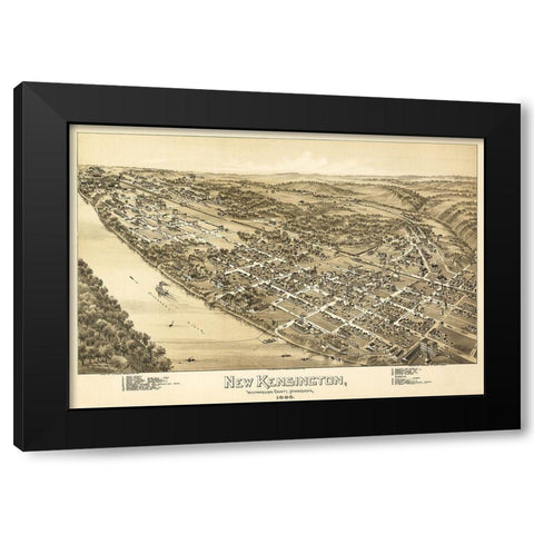 New Kensington Pennsylvania - Fowler 1896 Black Modern Wood Framed Art Print by Fowler