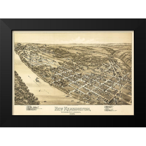New Kensington Pennsylvania - Fowler 1896 Black Modern Wood Framed Art Print by Fowler