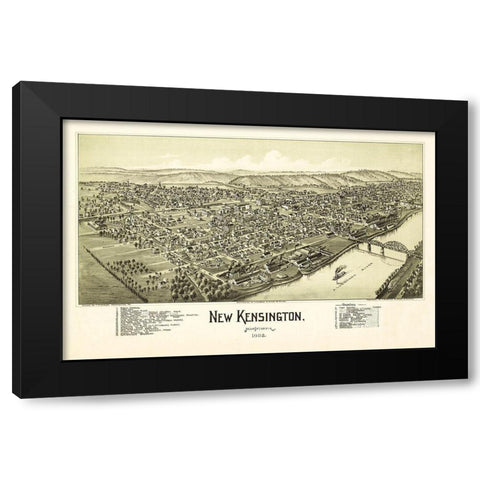 New Kensington Pennsylvania - Fowler 1902 Black Modern Wood Framed Art Print with Double Matting by Fowler