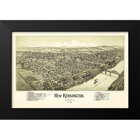 New Kensington Pennsylvania - Fowler 1902 Black Modern Wood Framed Art Print by Fowler