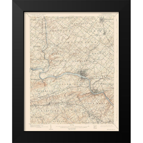 Norristown Pennsylvania Quad - USGS 1895 Black Modern Wood Framed Art Print by USGS