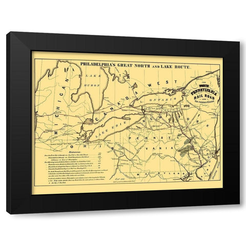 North Pennsylvania Railroad - Kollner 1853 Black Modern Wood Framed Art Print with Double Matting by Kollner