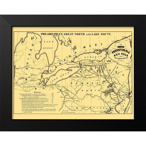 North Pennsylvania Railroad - Kollner 1853 Black Modern Wood Framed Art Print by Kollner