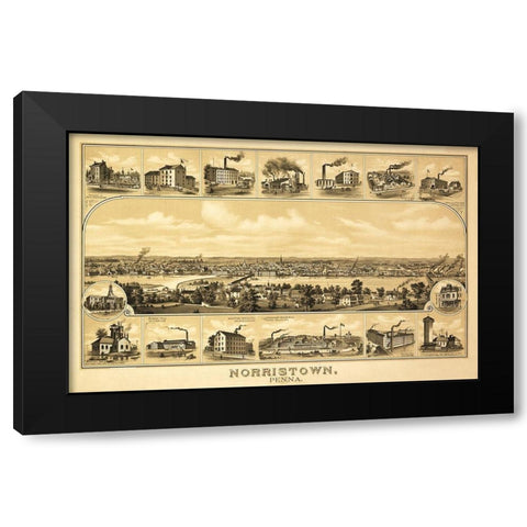 Norristown Pennsylvania -1881 Black Modern Wood Framed Art Print with Double Matting by N/A