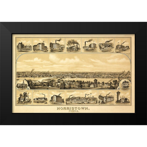 Norristown Pennsylvania -1881 Black Modern Wood Framed Art Print by N/A