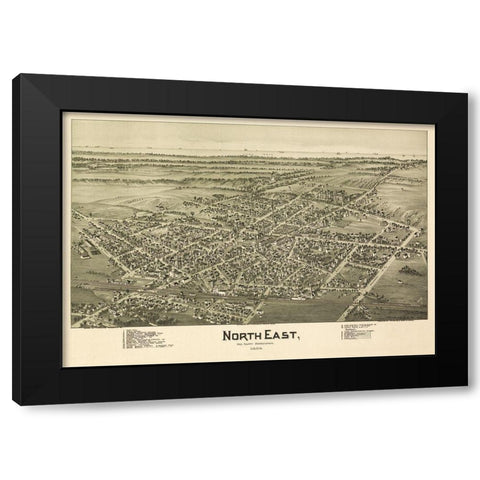 North East Pennsylvania - Fowler 1896 Black Modern Wood Framed Art Print by Fowler
