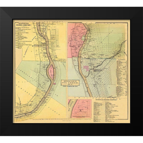 Oil Creek, Section 2 Pennsylvania Landowner Black Modern Wood Framed Art Print by Mayer