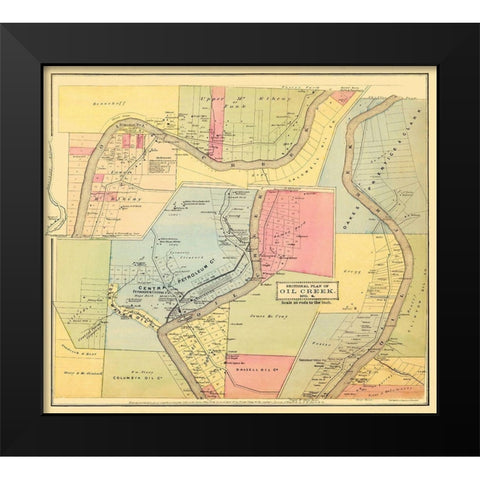 Oil Creek, Section 4 Pennsylvania Landowner Black Modern Wood Framed Art Print by Mayer