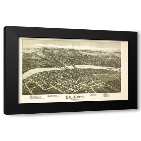 Oil City Pennsylvania - Fowler 1896 Black Modern Wood Framed Art Print with Double Matting by Fowler